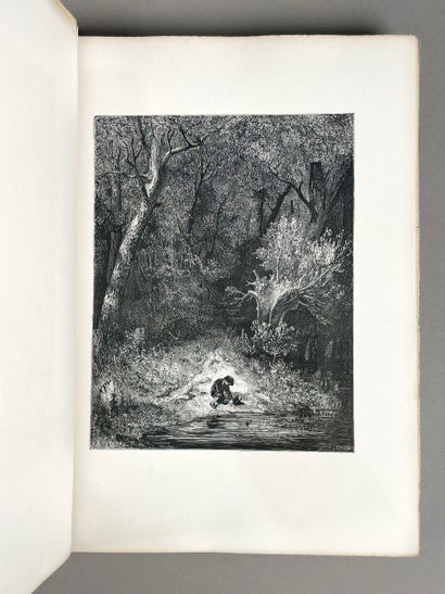 null Réunion de deux ouvrages : 
- Fables de la Fontaine avec les dessins de Gustave...