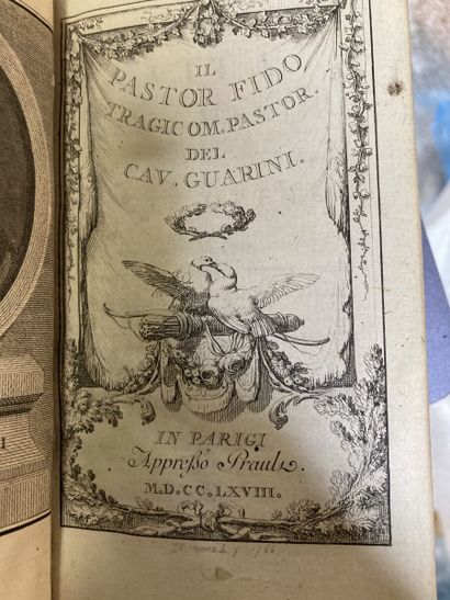 null « Guarini Il pastor Fido Tragicom etc » Parigi Prault 1768, un volume in-18,...