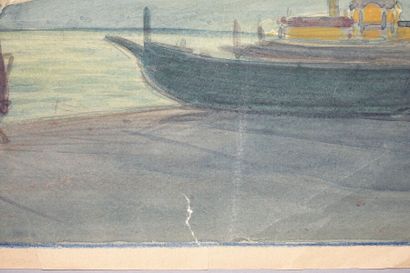 null Tony MINARTZ (1870-1944)
Élégante en bord de mer au coucher du soleil
Aquarelle,...