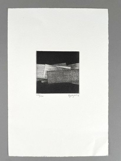 null Ensemble de trois estampes : 

Pierre DOUTRELEAU (né en 1938)
Bord de mer
Lithographie,...