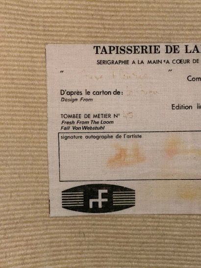 null AUBUSSON, d'après le carton de Le Guen
Tapisserie, sérigraphie à la main, signée...
