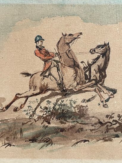 null Réunion de deux paires de gravures sur les thèmes des chevaux et de la Marine
Haut....