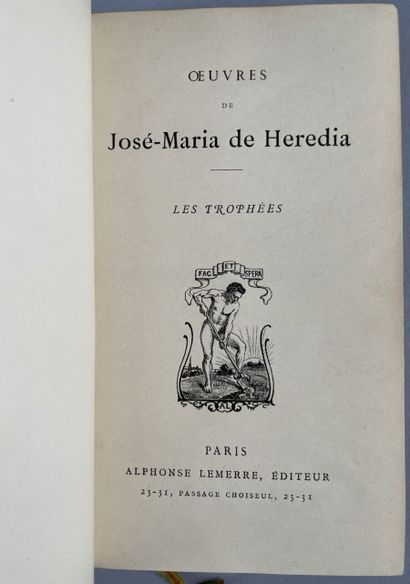 null HEREDIA José-Maria de. Les Trophées, un volume. Demi-reliure exécutée pour la...