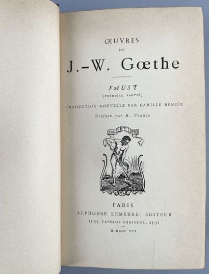 null GOETHE Johan Wolfgang von. Faust, deux volumes, 1891, demi-reliure.