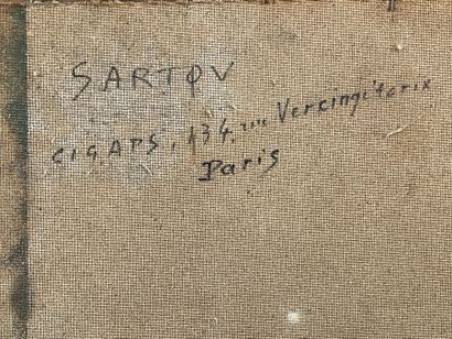 null SARTOV (XXe siècle)
Composition florale 
Technique mixte sur panneau, signée...