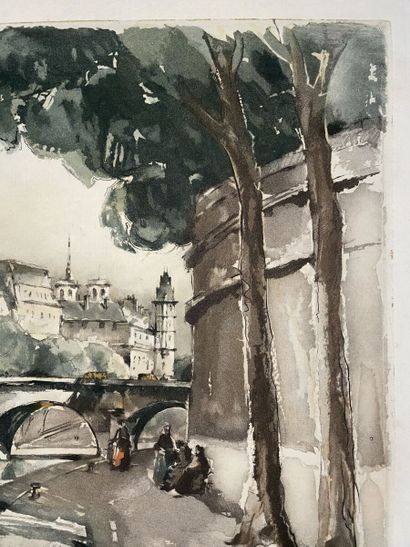 null Hermann-Édouard WAGNER (1894-1963)
The banks of the Seine in Paris
Lithograph,...