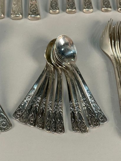 null Part of a silver-plated menagère comprising eighty-four pieces