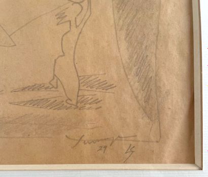null Léopold SURVAGE (1879-1968)
Figure in the Countryside
Black pencil drawing,...