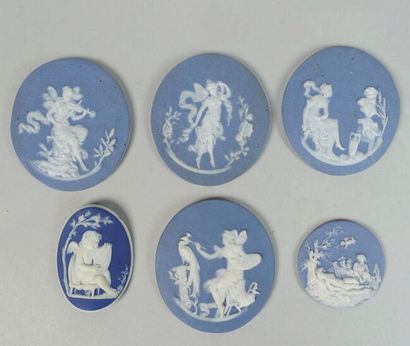 null WEDGWOOD
Meeting of six small medallions decorated with antique scenes in relief...