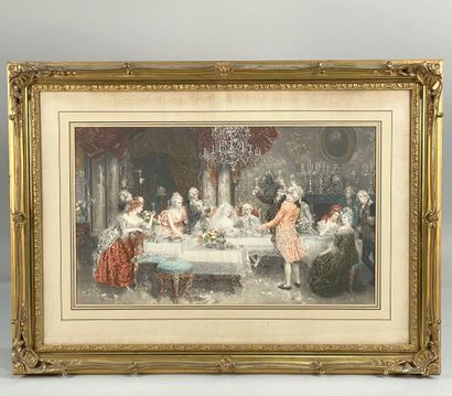 null 19th century school in the 18th century style
A dinner party
Color print
Height...