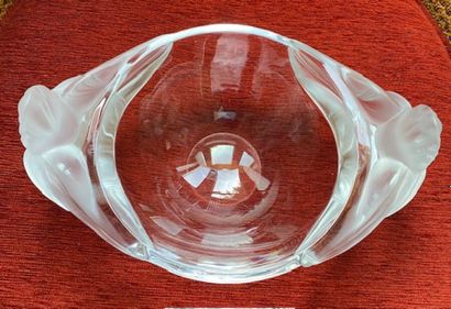null LALIQUE Paris
Large pressed-molded glass bowl with flower design.
(Chipped at...