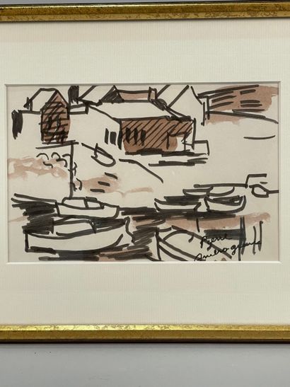null Pierre AMBROGIANI (1907-1985)
The harbor
Felt pen and watercolor on paper, signed...