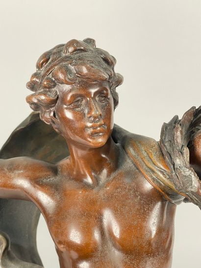 null After Louis MOREAU
Le Triomphe
Brown patina bronze, signed, marked Salon des...