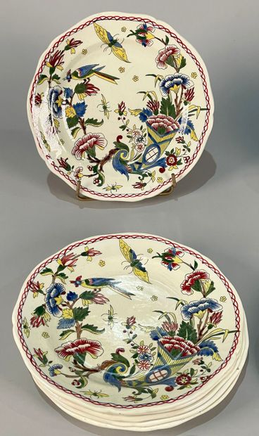 null GIEN
Six large plates and four earthenware plates decorated with insects, birds...