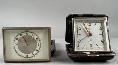 null Two bedside clocks, one signed KIENZLE, the other JAZ de luxe
(Worn.)