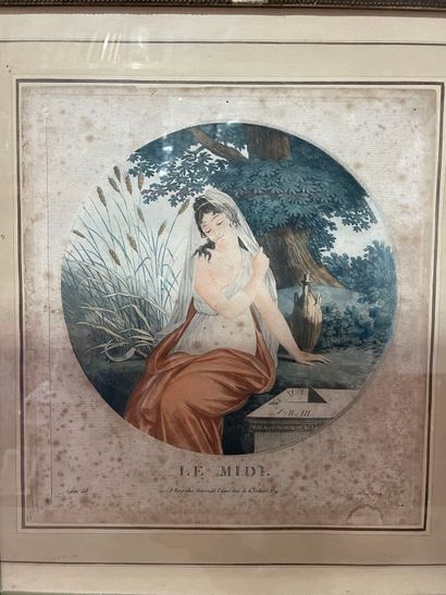 null L. J. Allais sculpt.
Color print of a woman seated next to a barometer, known...