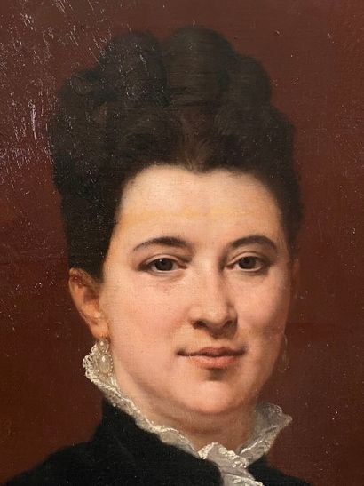 null Hippolyte LAZERGES (1817-1887)
Nineteenth-century school
Portrait of a Lady
Canvas,...