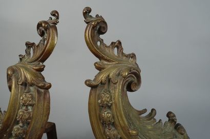 null Pair of bronze andirons in the Rocaille style
(Wear and oxidation.)
Height 35...