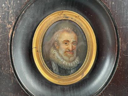 null French school in the taste of POURBUS
Portrait of Henri IV
Oval miniature on...