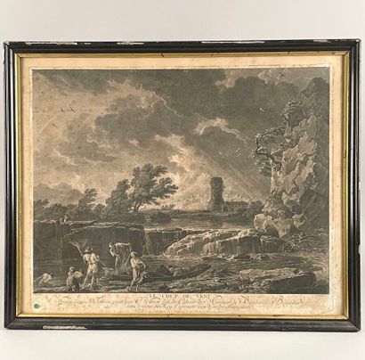null Two engravings: 

- After J. VERNET
The gale
Engraving
Height 44 cm; Width:...