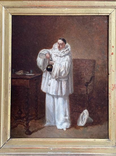 null Paul SEIGNAC (1826-1904)
Pierrot
Oil on panel, signed lower right and dated...
