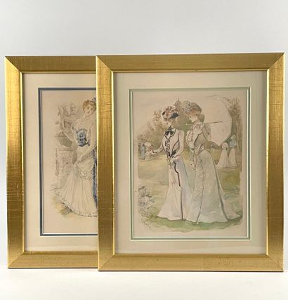 null L. MESNIL
Elegant
Two watercolors, one enhanced with gouache, signed lower right,...