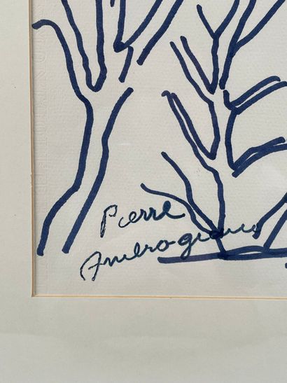 null Pierre AMBROGIANI (1907-1985)
Trees in view
Blue felt-tip pen drawing, signed...