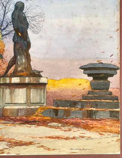 null Charles CERNY (1892-1965)
Balustrade en automne ; Statues sur la balustrade
Deux...