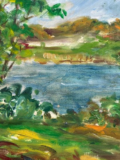 null LAROCHE-HERSANT (XXe siècle)
Paysage de bord de rivière
Huile sur toile, signée...