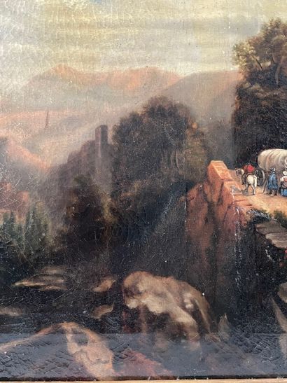 null Caravane sur un pont dans un paysage de montagnes
Toile
(Griffures, accidents...
