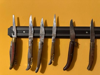 null Collection de couteaux de poche et canifs en différentes matières et de différentes...