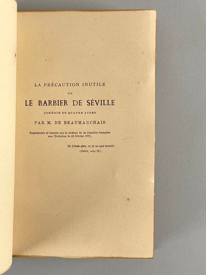 null Beaumarchais
Le Barbier de Séville
1 volume, demi-reliure à coins, Maison Q...