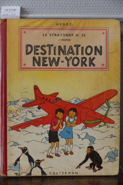 null JO ZETTE ET JOCKO.
Destination New York. 
Casterman 1951, 4e plat B5, dos rouge....