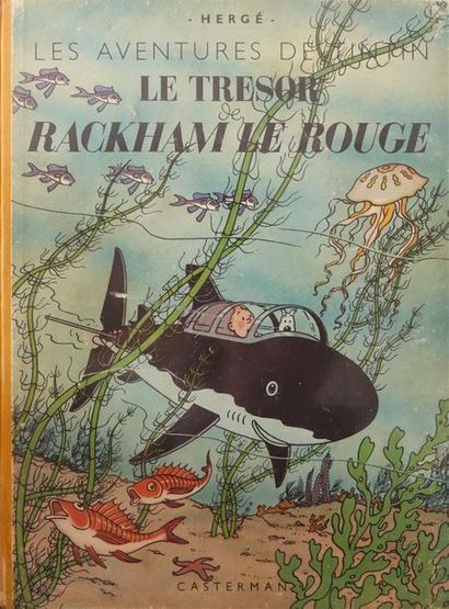 null TINTIN.
Le trésor de Rackham le Rouge. 
Casterman 1946, 4e plat B1, dos jaune,...