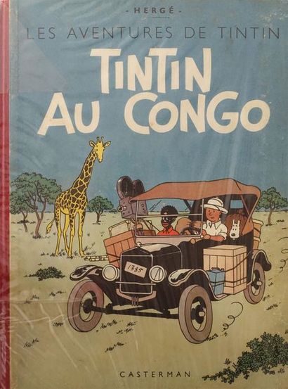 null TINTIN.
Tintin au Congo. 
Casterman 1946, 4e plat B1, cartonné dos rouge, titre...