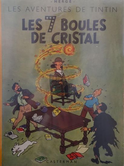 null TINTIN.
Les 7 Boules de Cristal. 
Casterman 1948, 4e plat B2, dos jaune, mors...