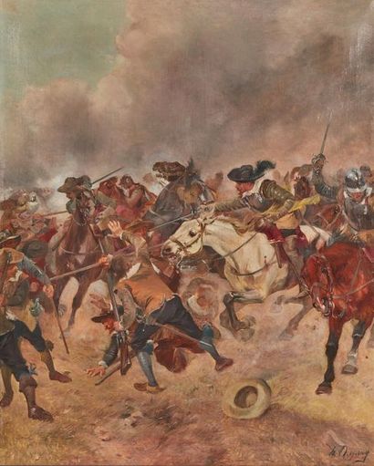 null DUPRAY Henry-Louis (1841-1909)
" Charge de cavalerie contre des fantassins au...