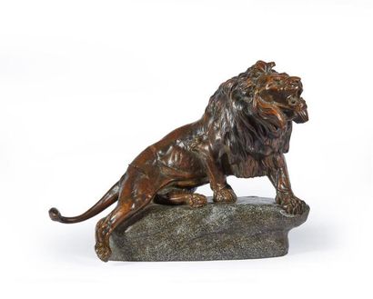 null MASSON Clovis-Edmond (1838-1913), d'après
" Lion blessé par des flèches "
Bronze...