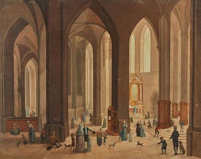 null HOCH Johan-Jakob (1750-1829)
" Intérieurs d'église "
Paire de cuivres, l'un...