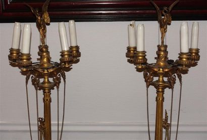 null Attribuée à la Maison Ferdinand BARBEDIENNE (1810-1892)
Paire de candélabres...