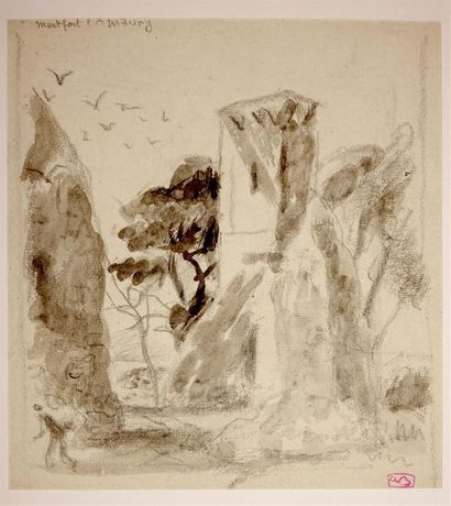 null Adolphe Beaufrère (1876-1960)
Monfort l'Amaury. Dessin à la mine de plomb et...