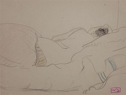 null Adolphe Beaufrère (1876-1960)
Femme endormie de dos. Dessin à la mine de plomb...