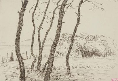 null Adolphe Beaufrère (1876-1960)
L'Île aux Moines. 1909. Eau-forte. 182 x 125....