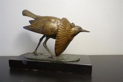null ROCHARD Irénée (1906-1984), d'après.
Oiseau des marais
Bronze patiné, signé...