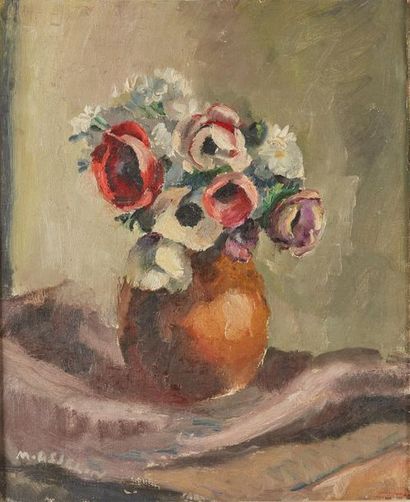 null ASSELIN Maurice (1882-1947).
Bouquet d'anémones
Huile sur toile, signée en bas...