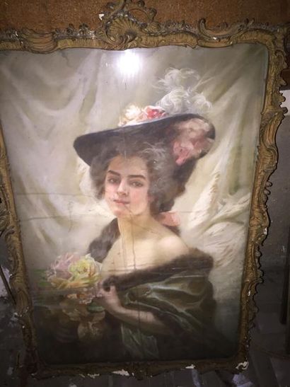 null MODÉRAT D'OTÉMAR Marie-Adolphe-Édouard (1853-1917) (?)
" Portrait d'une élégante...
