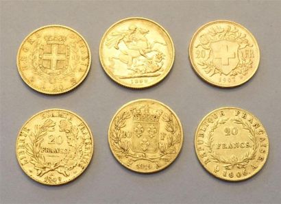 null Six pièces de vingt francs en or ou équivalent.
Poids : 40.08 g.

FRAIS acheteurs...