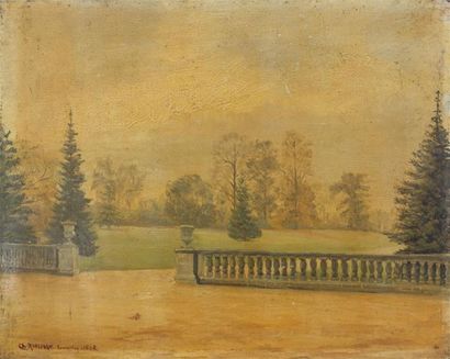 null École anglaise du XIXe siècle 
 " Vue du parc de Somerley House "
Huile sur...