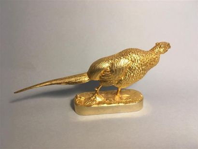 null JACQUEMART Alfred (1828-1896), d'après
" Poule faisane "
Bronze à patine dorée.
Haut....