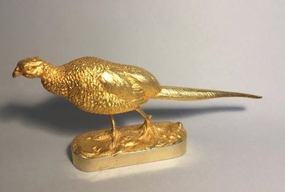 null JACQUEMART Alfred (1828-1896), d'après
" Poule faisane "
Bronze à patine dorée.
Haut....